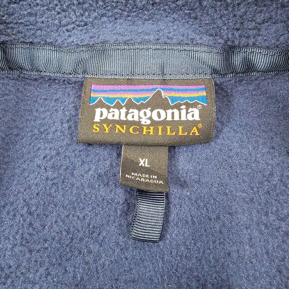 Patagonia Synchilla Men's Blue Full Zip Outdoor Casual Pockets Size XL Logo - Picture 5 of 11
